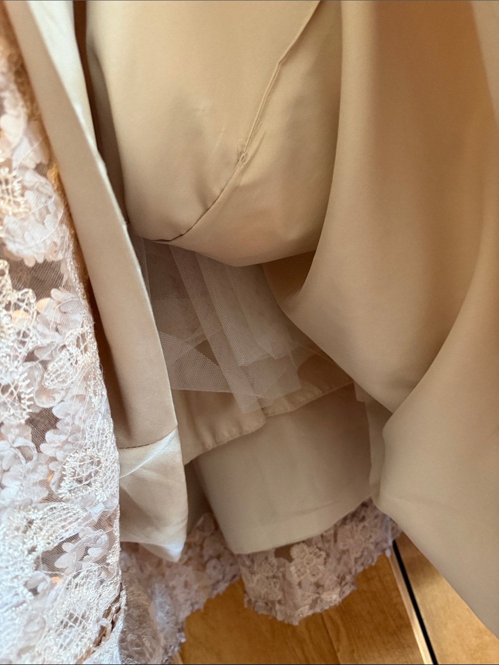 Beautiful Appliqué Floral V-Neck A-Line Wedding Dress in Cream Champaign size 4 - Picture 9 of 10